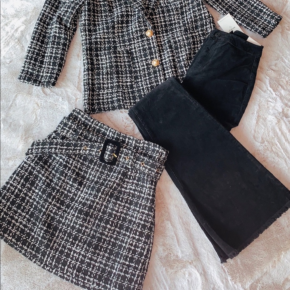 Black and White Tweed Mini Skirt